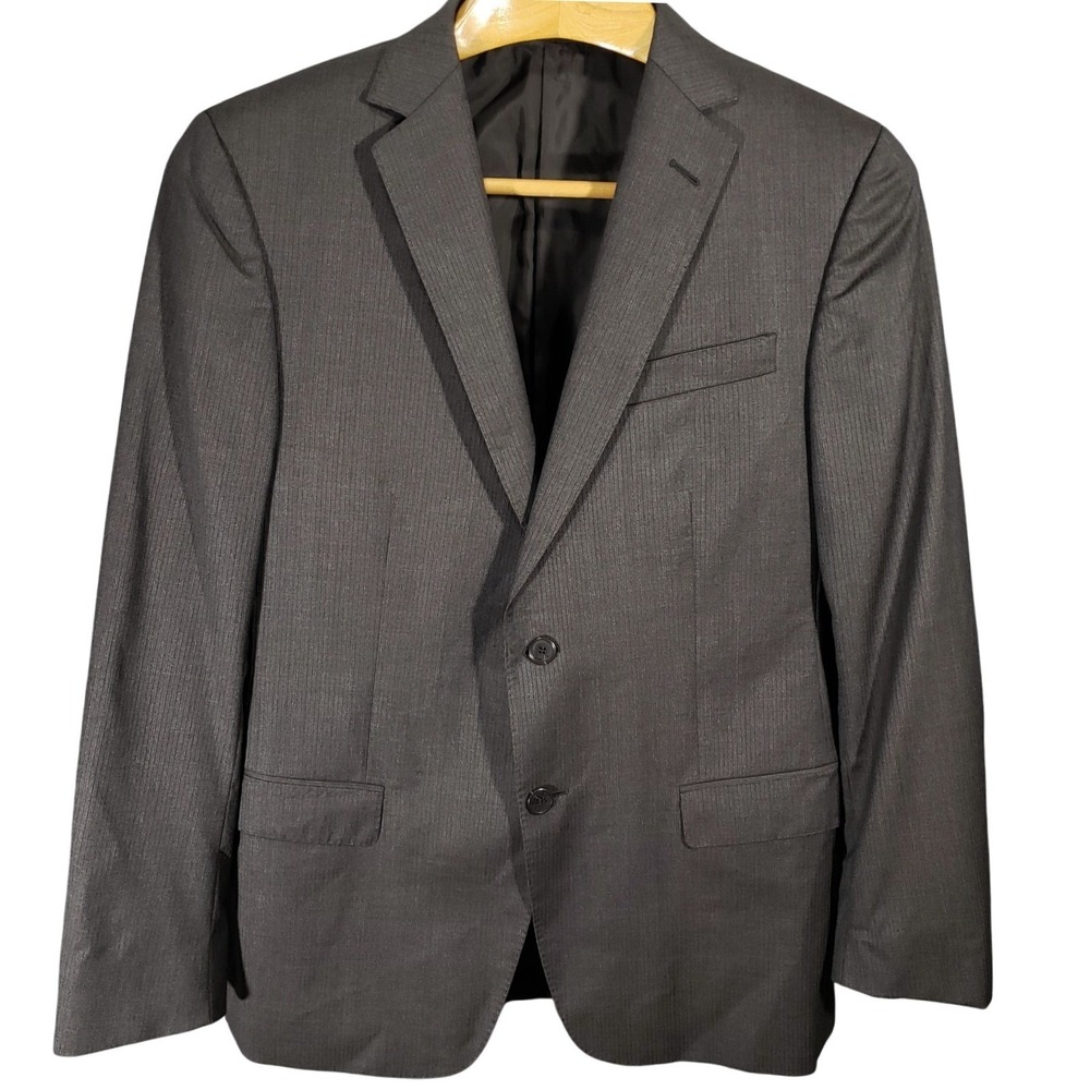 Z Zegna Suit Jacket 40R Mens Grey Wool 2-Button City Blazer 222733 Fabric‎